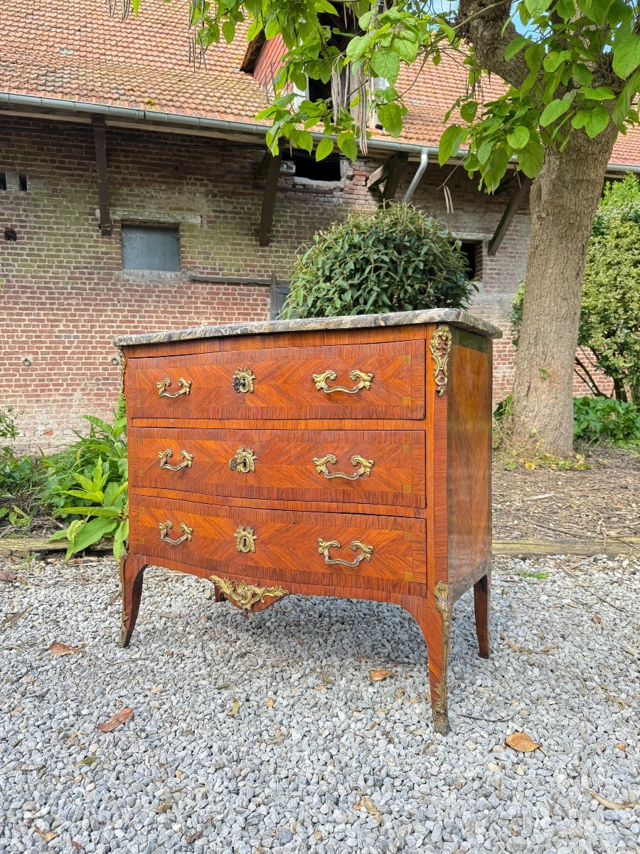 Commode En Marqueterie D’époque Louis XV XVIII Eme Siècle -photo-3