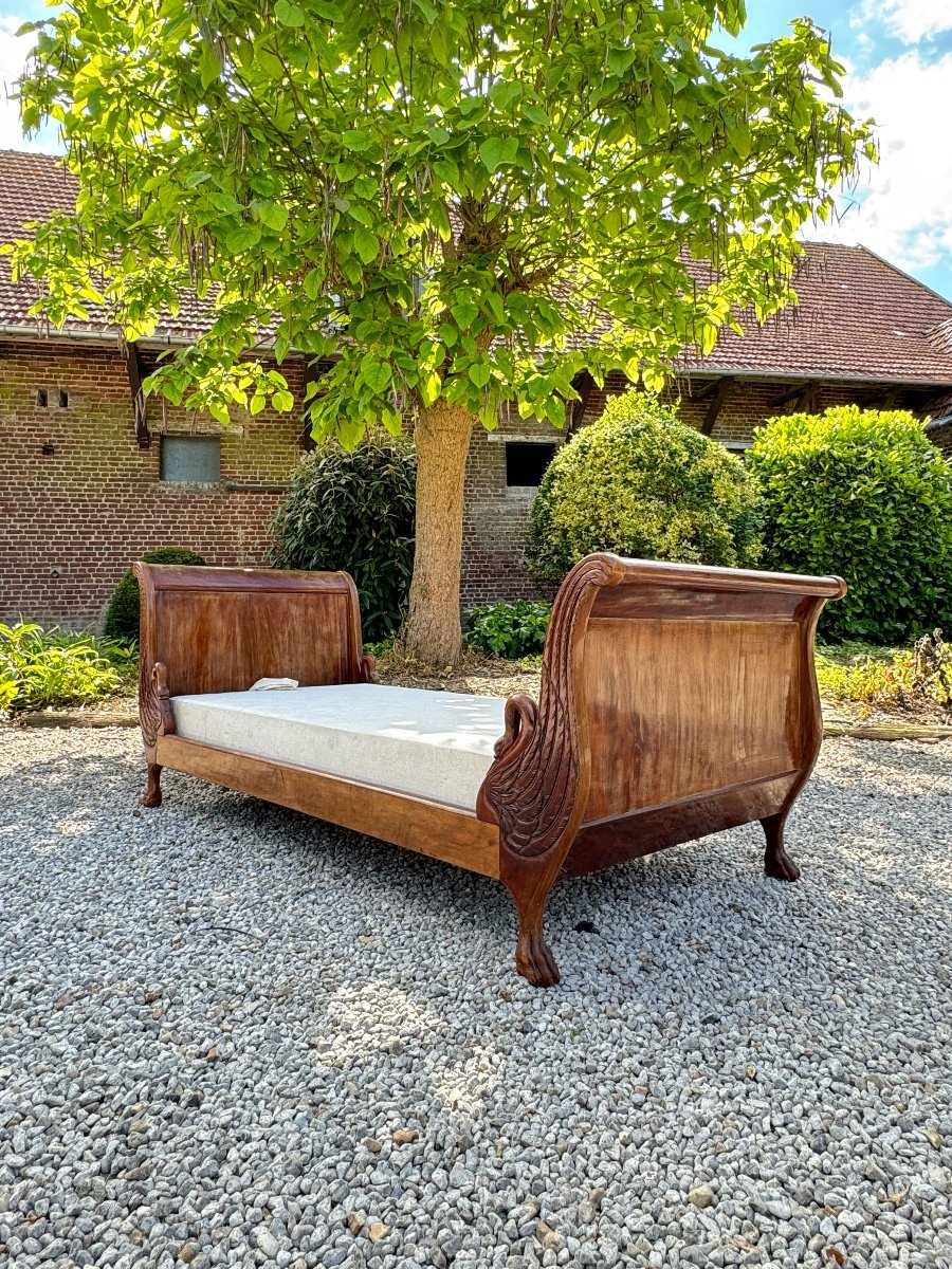 Banquette, Lit De Repos En Acajou  à col de cygnes De Style Empire XIX Eme Siècle -photo-1