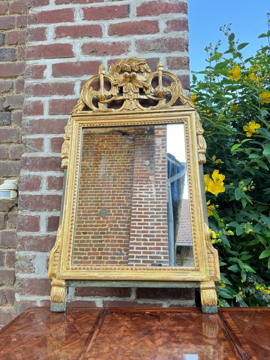 Miroir En Bois Et Stuc Doré D’époque Louis XVI XVIII Eme Siècle 