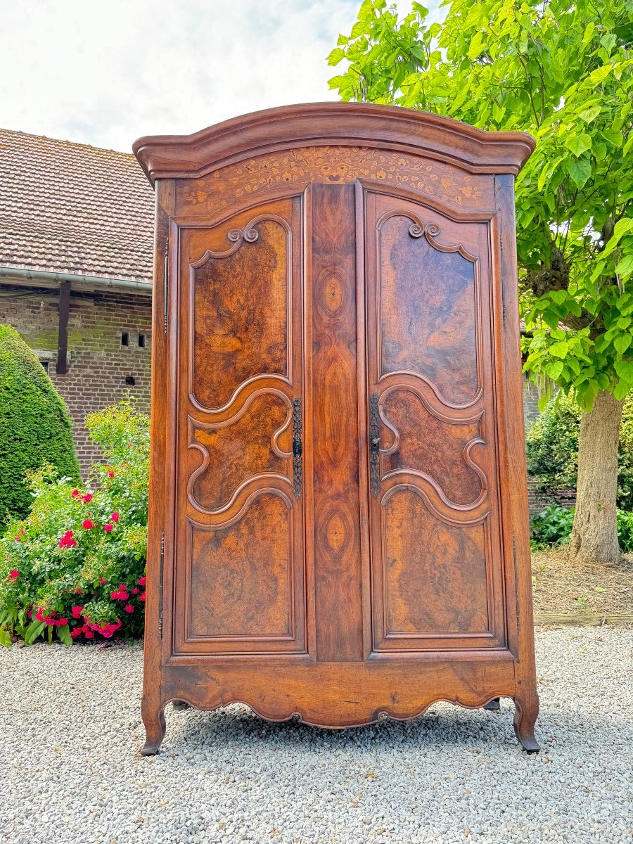 Beautiful And Large Gendarme Hat Cabinet In Walnut From Louis XV XVIII Eme Century -photo-3