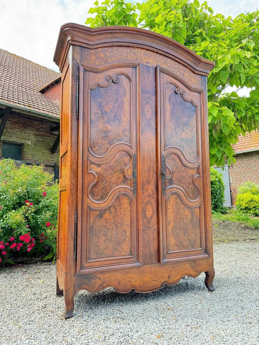 Beautiful And Large Gendarme Hat Cabinet In Walnut From Louis XV XVIII Eme Century -photo-4