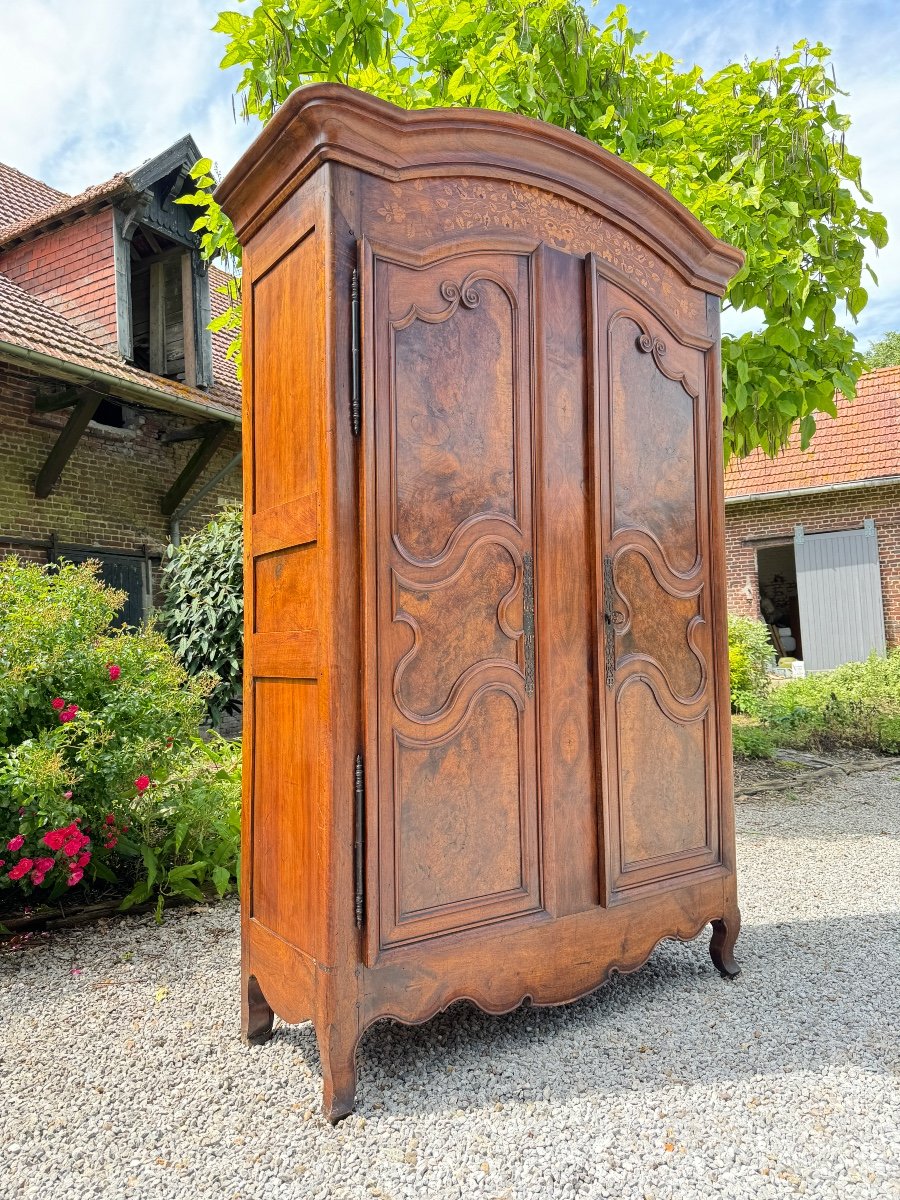 Beautiful And Large Gendarme Hat Cabinet In Walnut From Louis XV XVIII Eme Century -photo-2