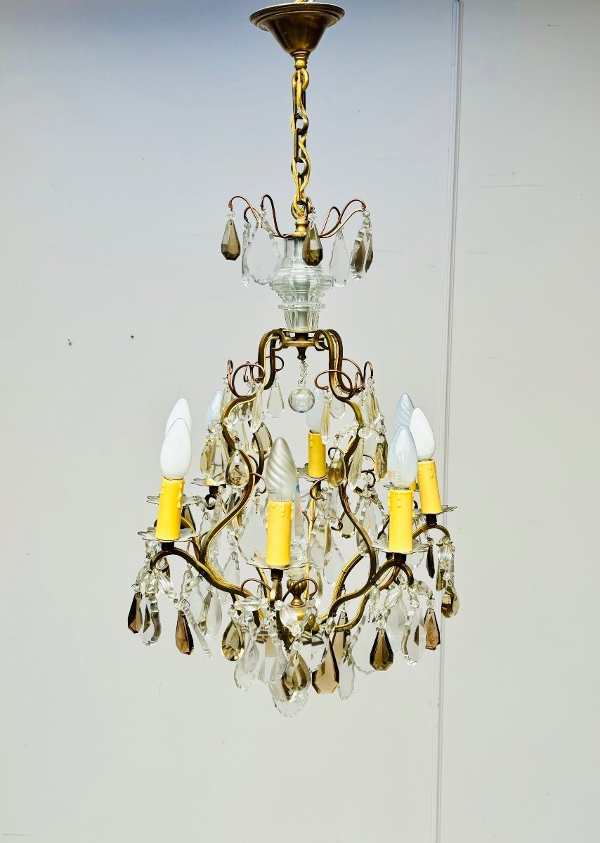 Baccarat Cage Chandelier In Bronze And Crystal Louis XV Style XIX Eme Century -photo-3