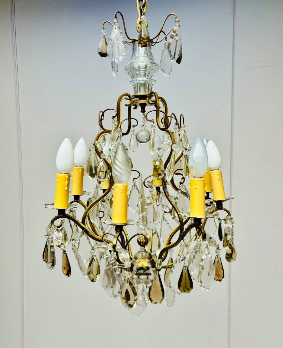 Baccarat Cage Chandelier In Bronze And Crystal Louis XV Style XIX Eme Century -photo-4