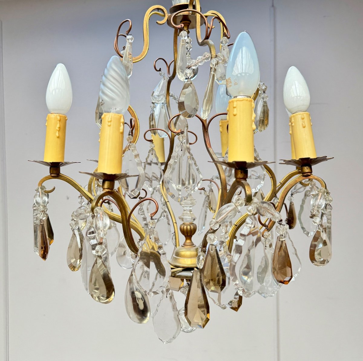 Baccarat Cage Chandelier In Bronze And Crystal Louis XV Style XIX Eme Century 