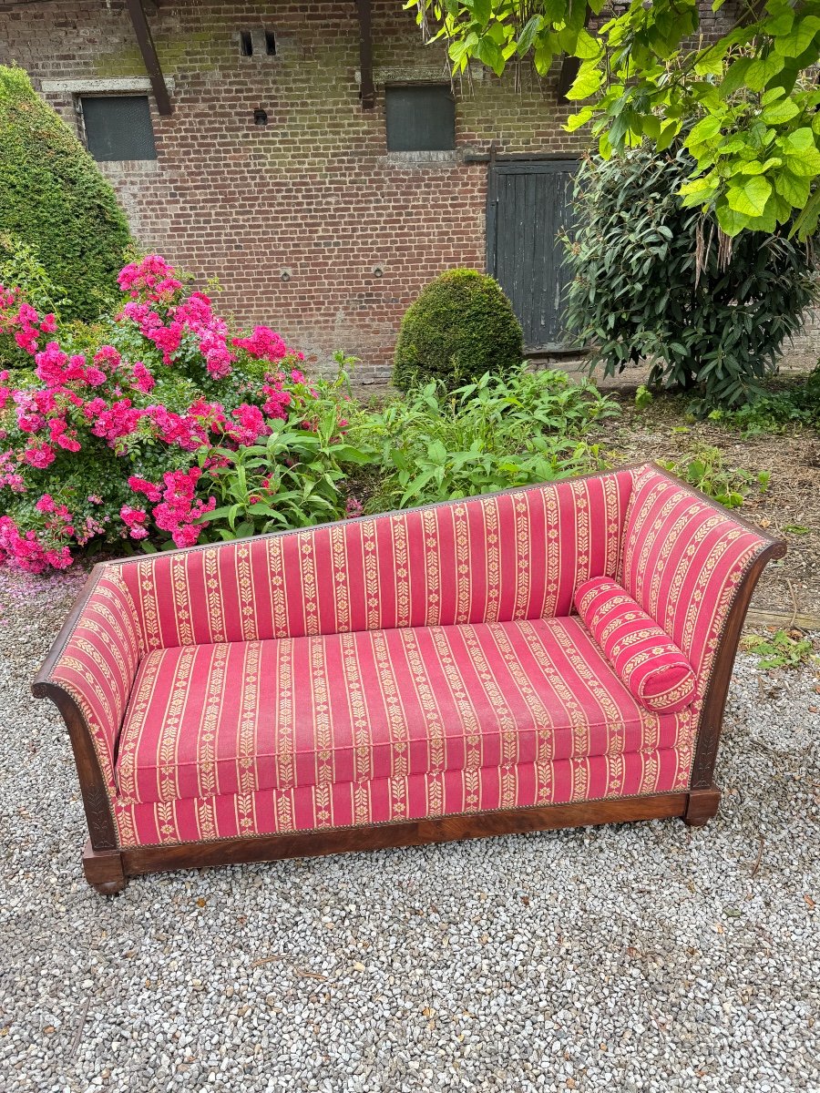 Canapé Banquette Dit Pommier En Acajou D’époque Empire XIX Eme Siècle -photo-3