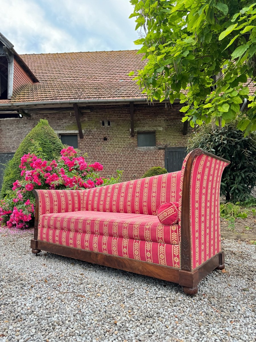 Canapé Banquette Dit Pommier En Acajou D’époque Empire XIX Eme Siècle -photo-3