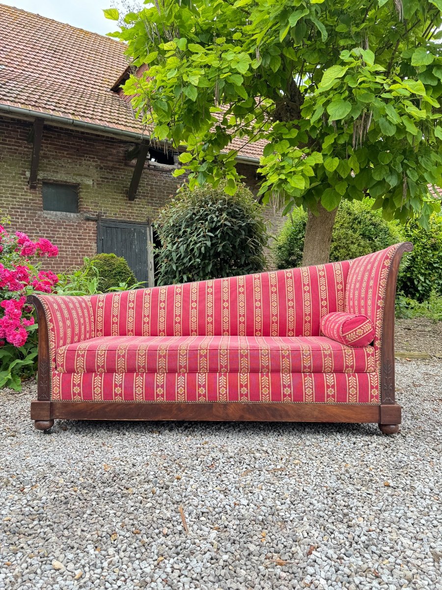 Canapé Banquette Dit Pommier En Acajou D’époque Empire XIX Eme Siècle -photo-6