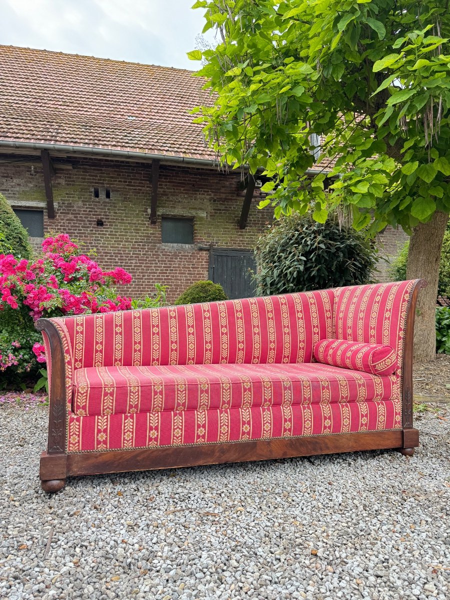 Canapé Banquette Dit Pommier En Acajou D’époque Empire XIX Eme Siècle 