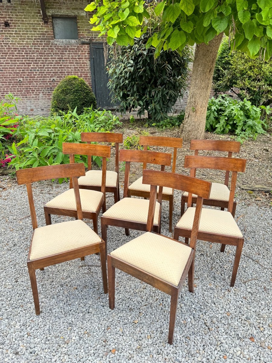 Suite De Huit Chaises En Acajou De Style Directoire XIX Eme Siècle -photo-4