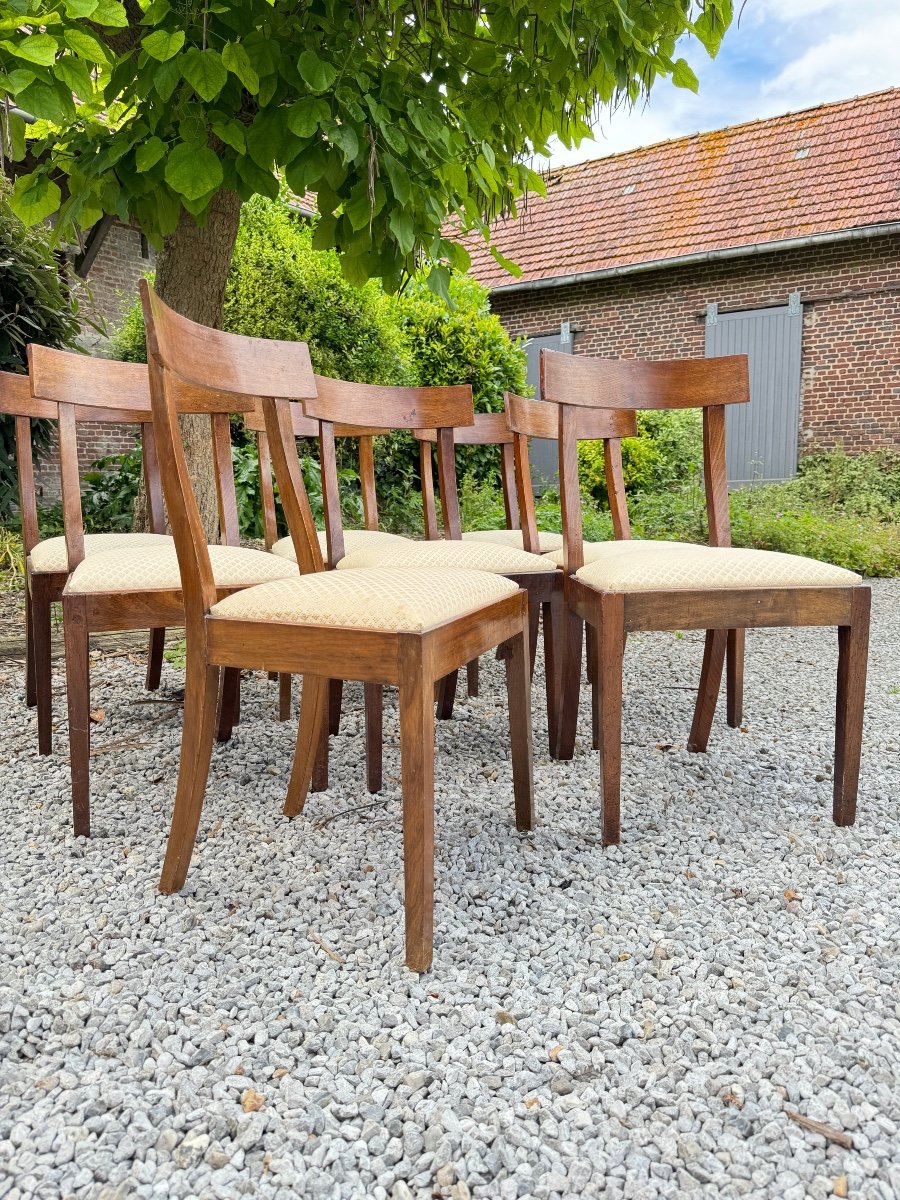Suite De Huit Chaises En Acajou De Style Directoire XIX Eme Siècle -photo-1