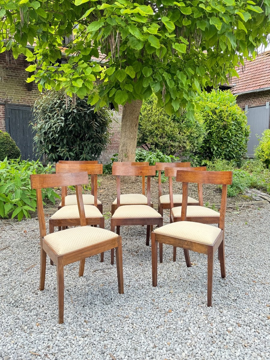 Suite De Huit Chaises En Acajou De Style Directoire XIX Eme Siècle -photo-4