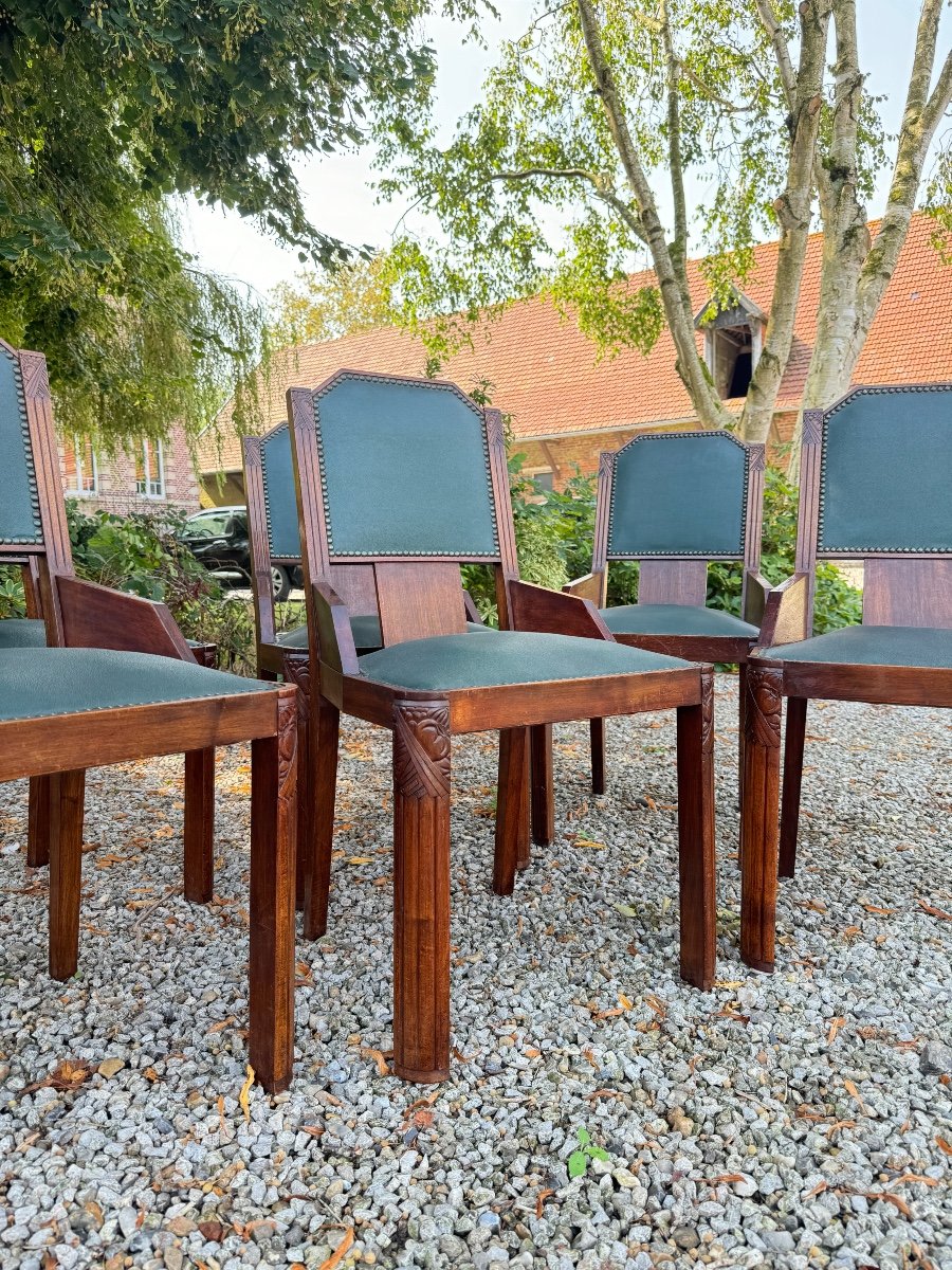 Set Of Six Art Deco Mahogany Chairs -photo-4