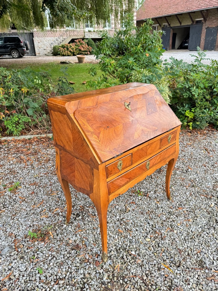 Louis XV Period Stamped Marquetry Slope Desk, 18th Century-photo-3