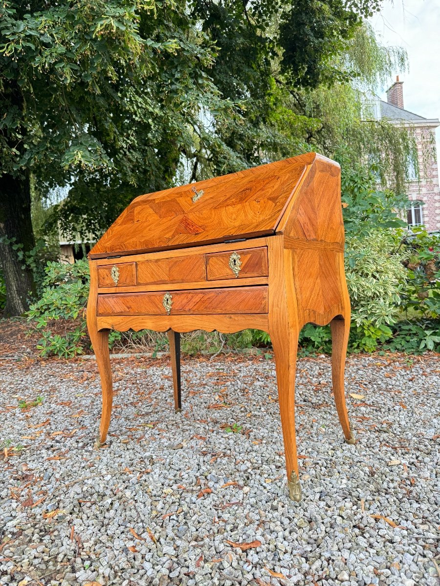 Louis XV Period Stamped Marquetry Slope Desk, 18th Century-photo-3