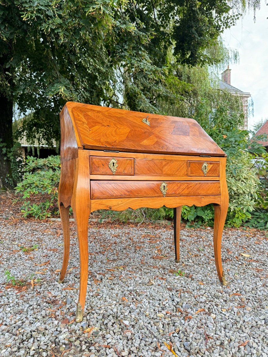 Louis XV Period Stamped Marquetry Slope Desk, 18th Century