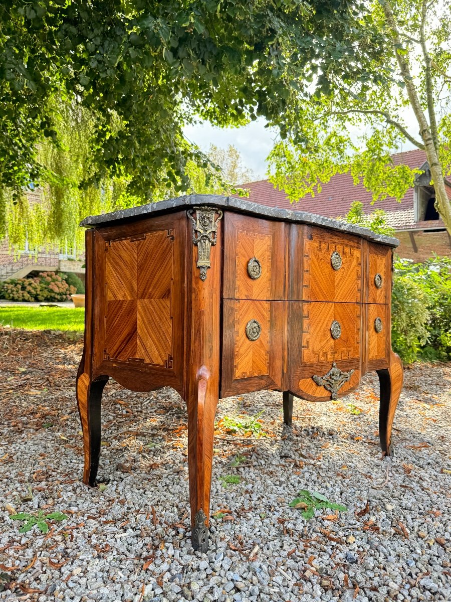 Transition Period Marquetry Chest Of Drawers, Late 18th Century -photo-2