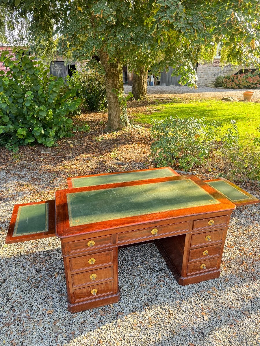 Bureau à Caisson En Acajou D’époque Napoléon III XIX Eme Siècle -photo-2