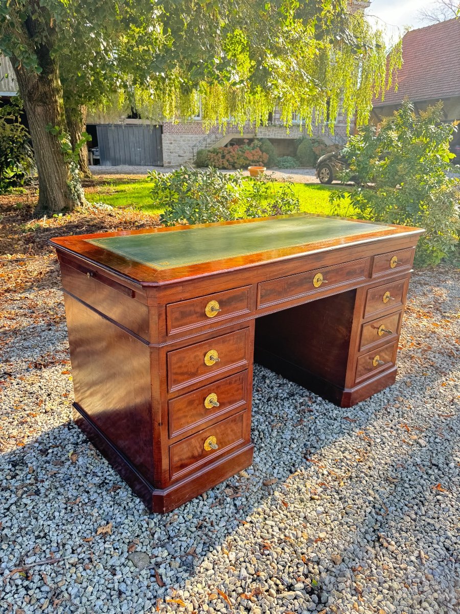 Bureau à Caisson En Acajou D’époque Napoléon III XIX Eme Siècle -photo-3