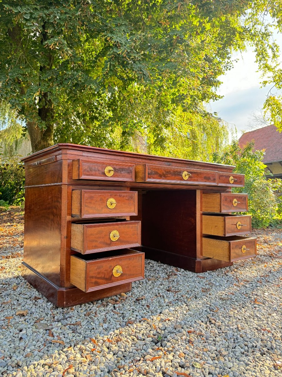 Bureau à Caisson En Acajou D’époque Napoléon III XIX Eme Siècle -photo-1