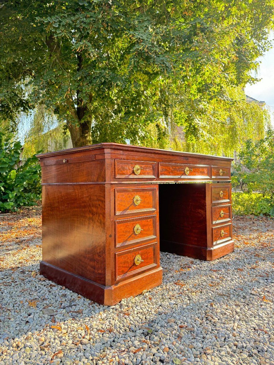 Bureau à Caisson En Acajou D’époque Napoléon III XIX Eme Siècle -photo-2