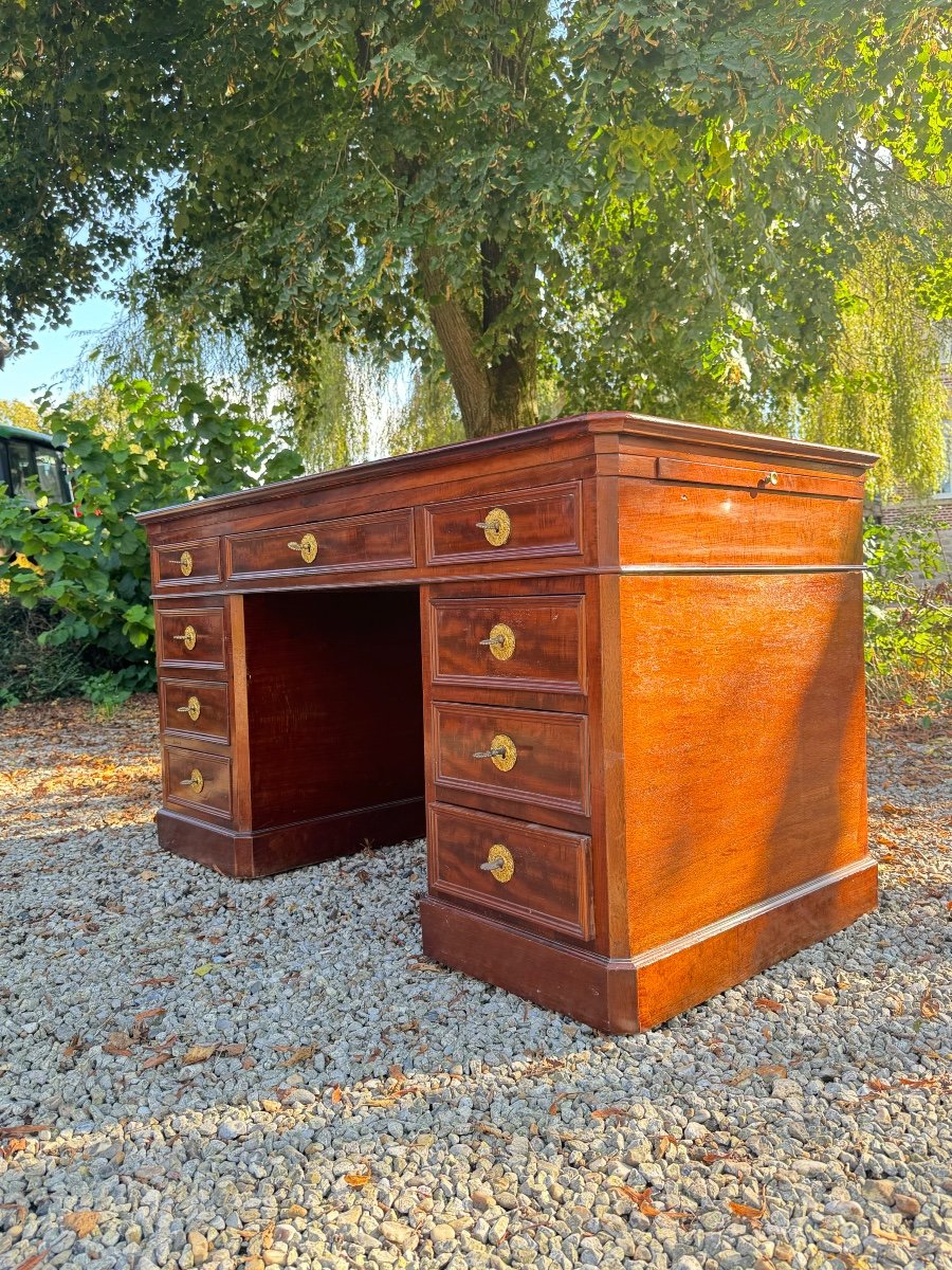 Bureau à Caisson En Acajou D’époque Napoléon III XIX Eme Siècle -photo-4