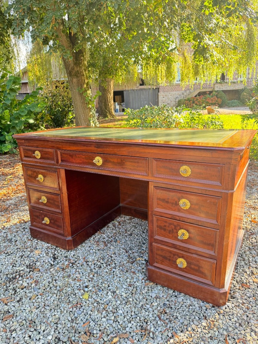 Bureau à Caisson En Acajou D’époque Napoléon III XIX Eme Siècle -photo-6