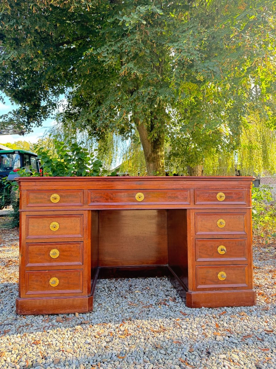 Bureau à Caisson En Acajou D’époque Napoléon III XIX Eme Siècle 