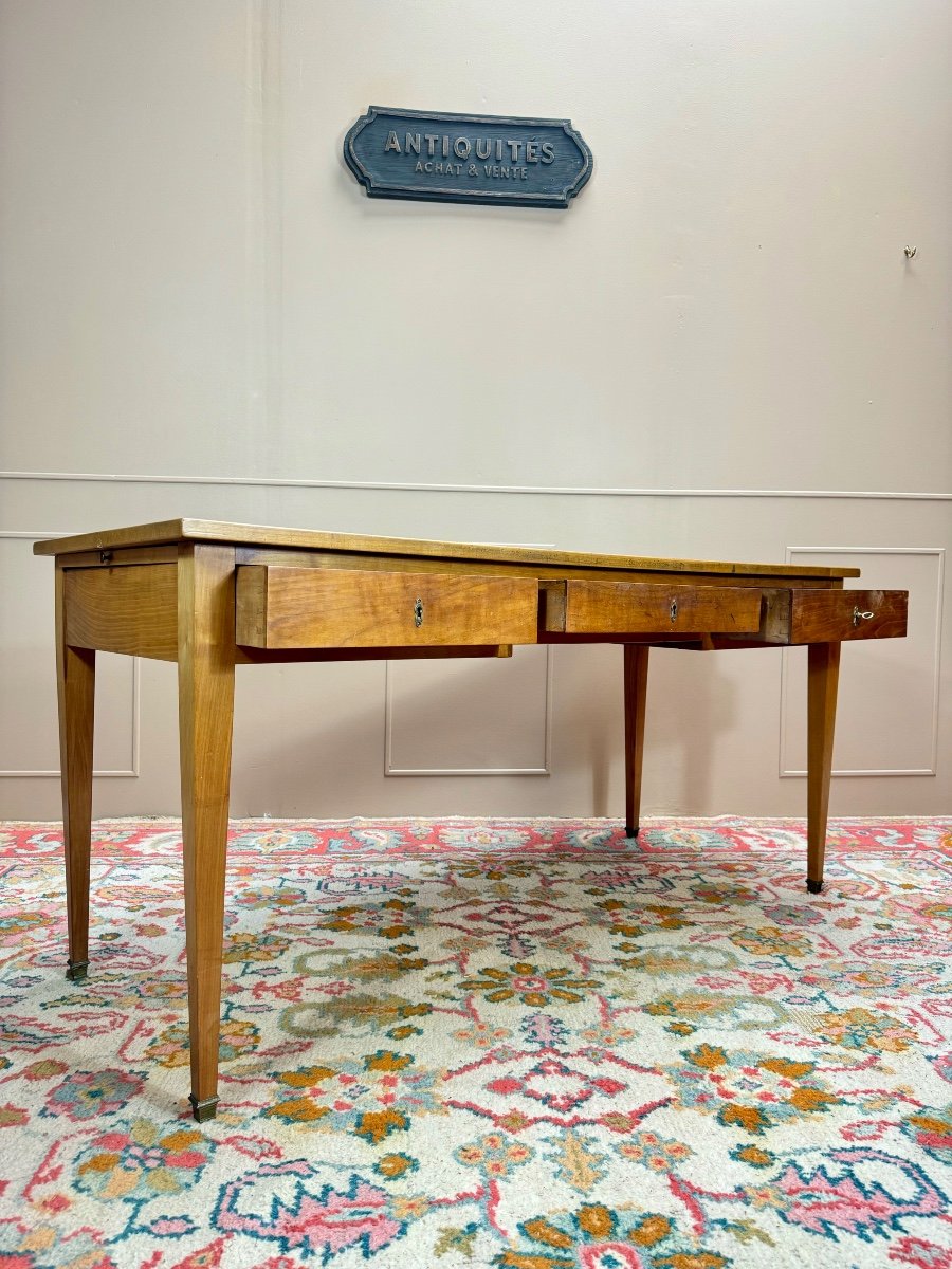 Bureau Plat En Merisier De Style Directoire XIX Eme Siècle -photo-3