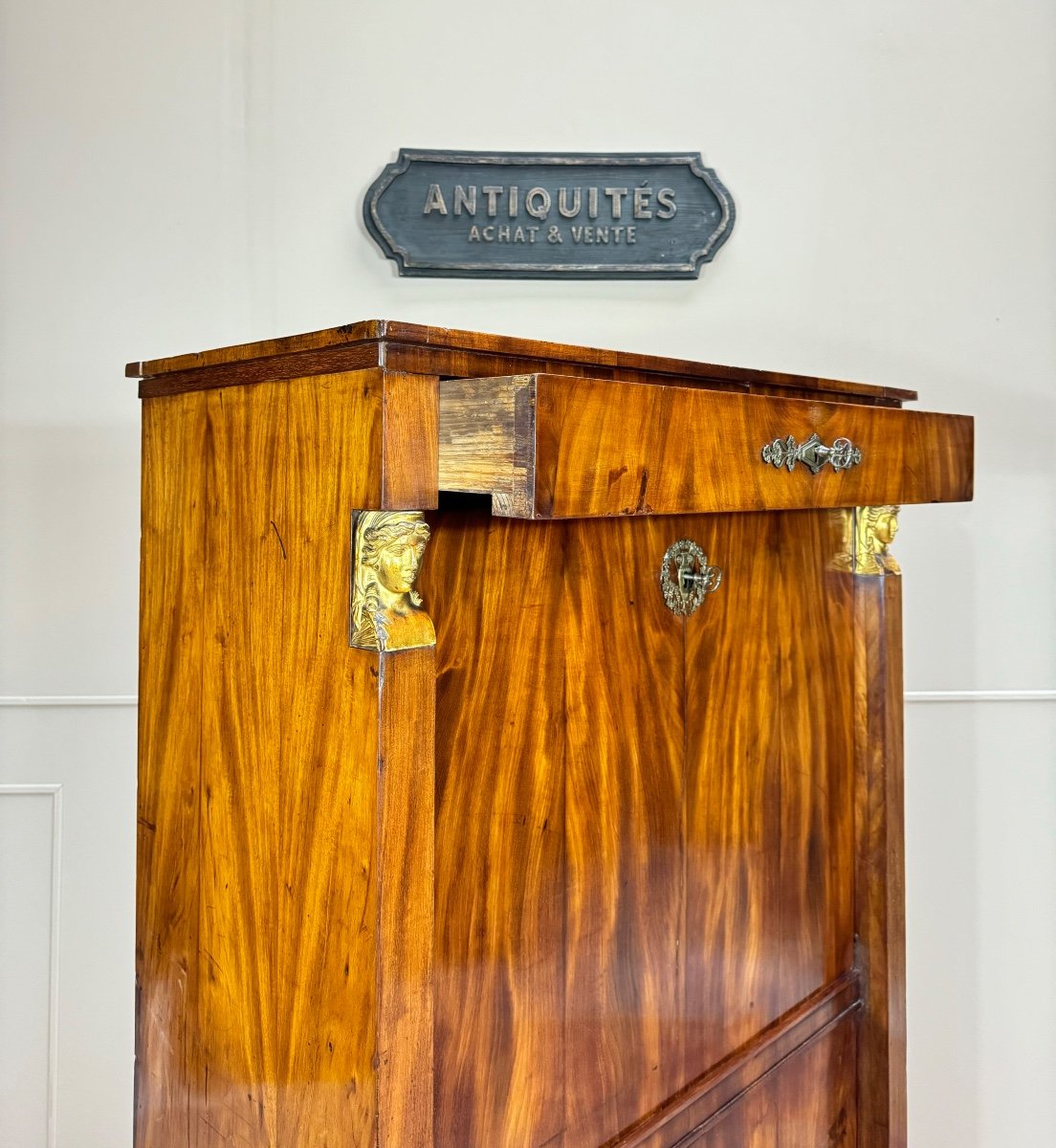 Secrétaire En Armoire D’époque Consulat Empire Début Du XIX Eme Siècle -photo-4