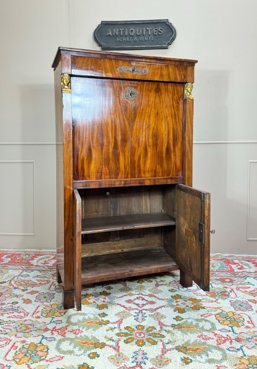 Secrétaire En Armoire D’époque Consulat Empire Début Du XIX Eme Siècle -photo-3