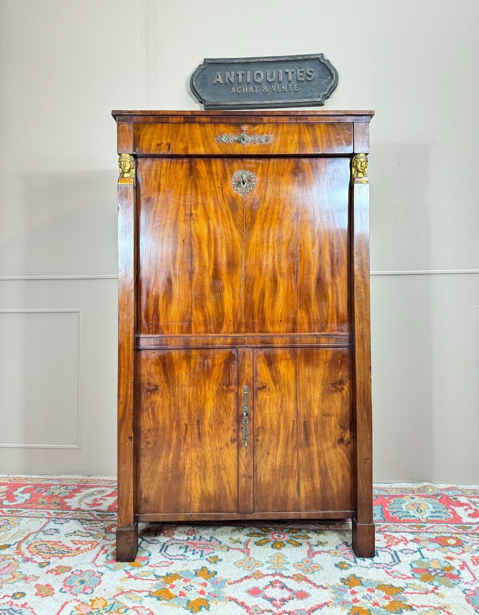 Secrétaire En Armoire D’époque Consulat Empire Début Du XIX Eme Siècle -photo-4