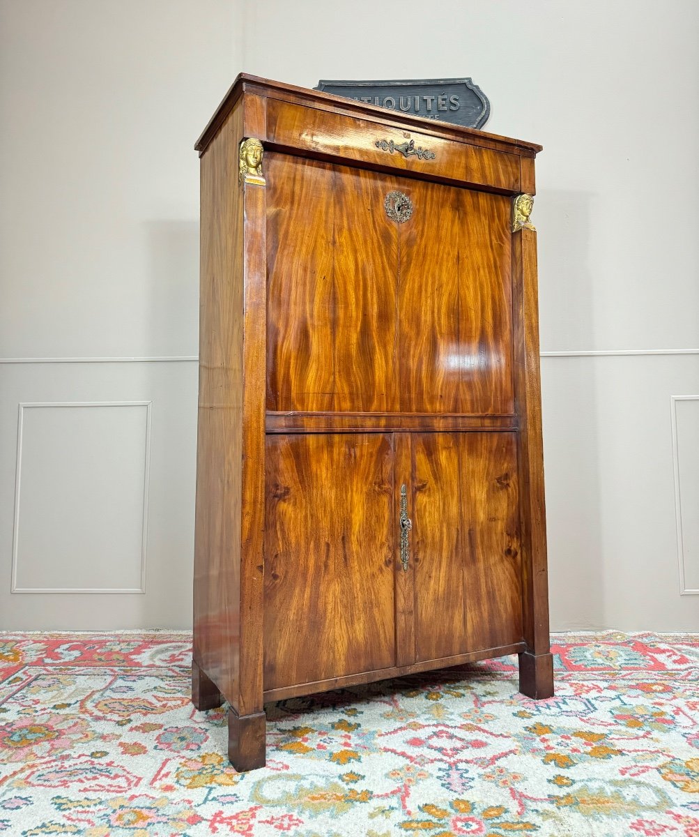 Secrétaire En Armoire D’époque Consulat Empire Début Du XIX Eme Siècle -photo-7