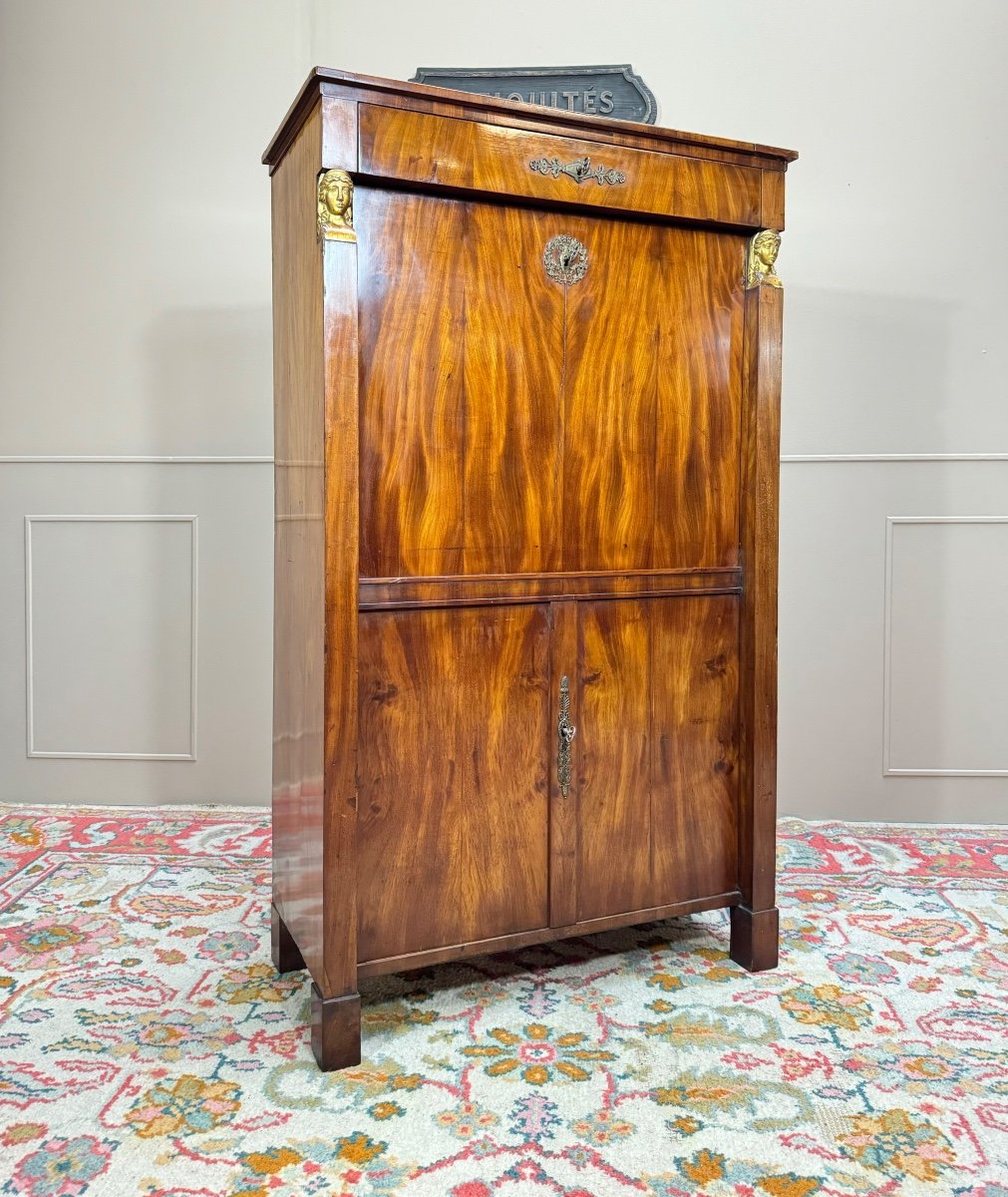 Secrétaire En Armoire D’époque Consulat Empire Début Du XIX Eme Siècle 