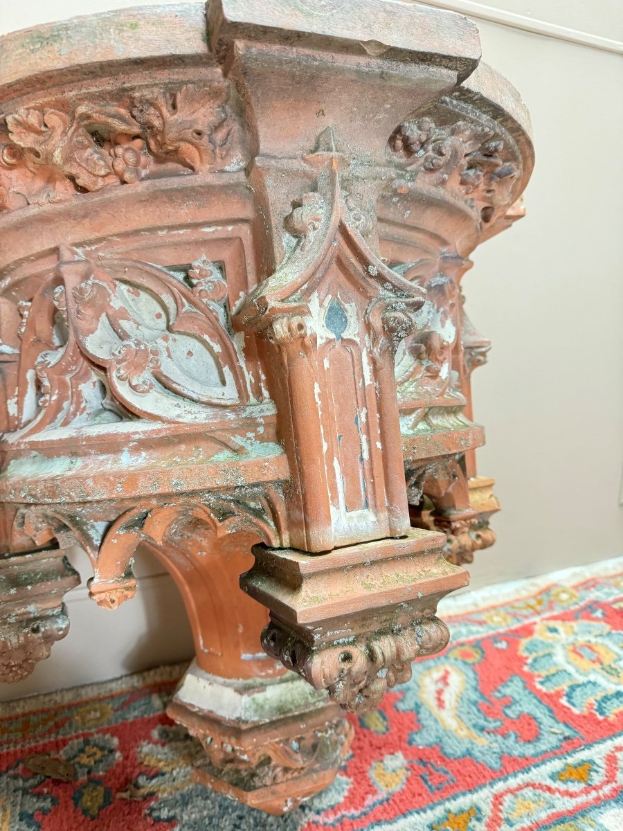 Pair Of Large Gothic Style Wall Consoles From The 18th Century -photo-3