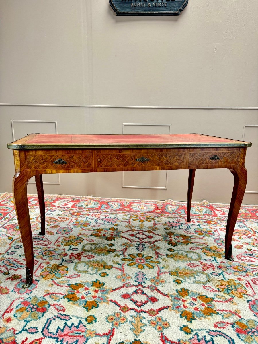 Louis XV Style Marquetry Desk Stamped Hopilliart And Leroy 19th Century -photo-6