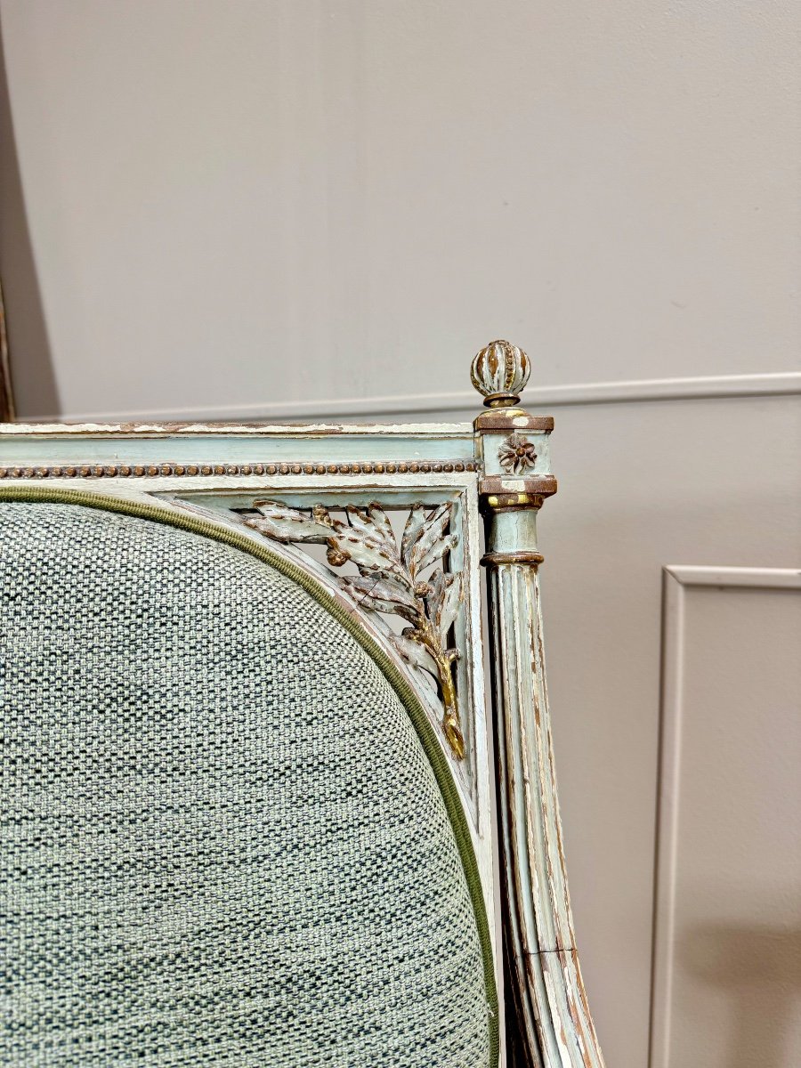 Georges Jacob D’après Paire De Fauteuils En Bois Laqué De Style Louis XVI XIX Eme Siècle -photo-4