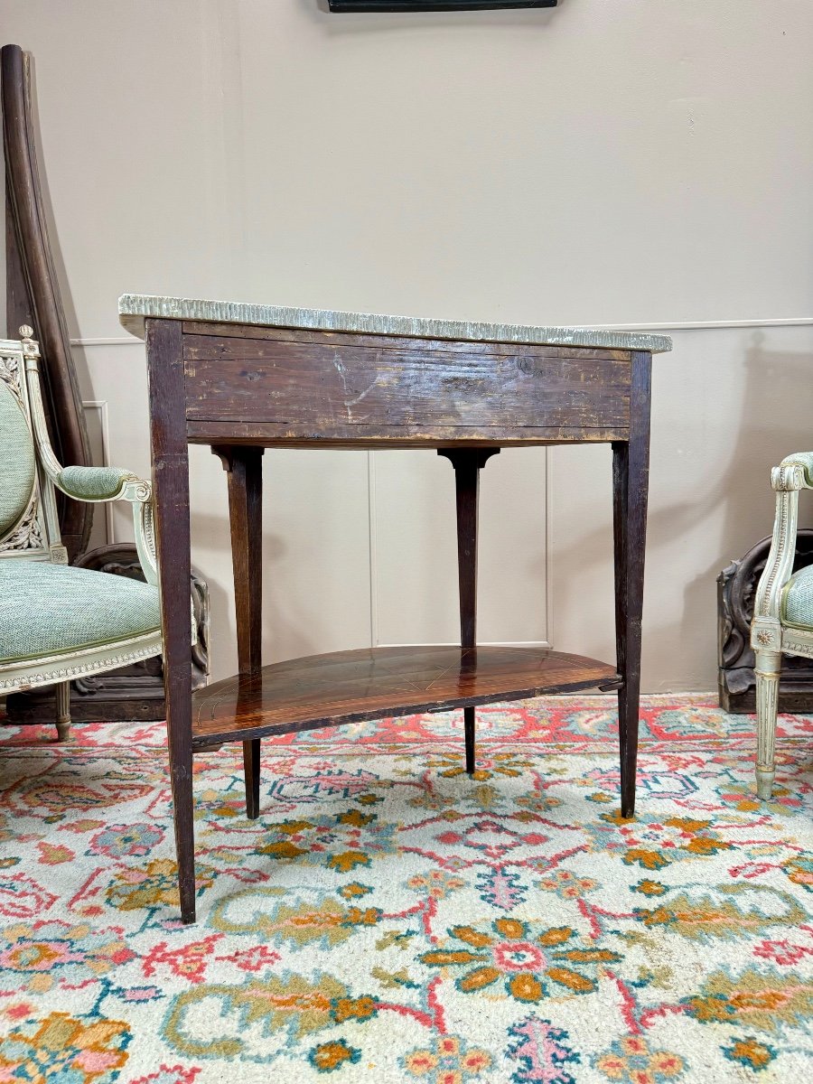 Half-moon Console In Marquetry From The Louis XVI Period, 18th Century -photo-7