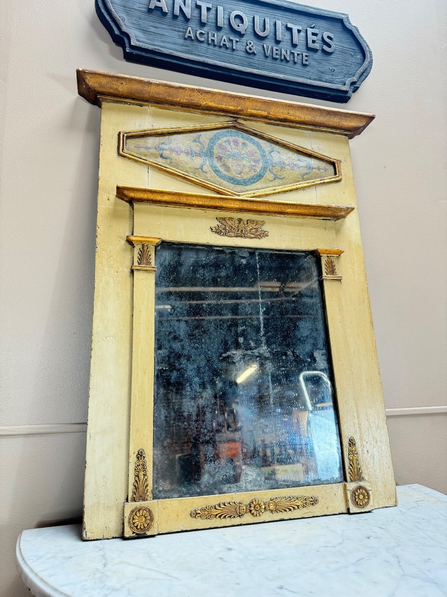 Painted And Gilded Wooden Trumeau From The Directoire Period, 18th Century -photo-2