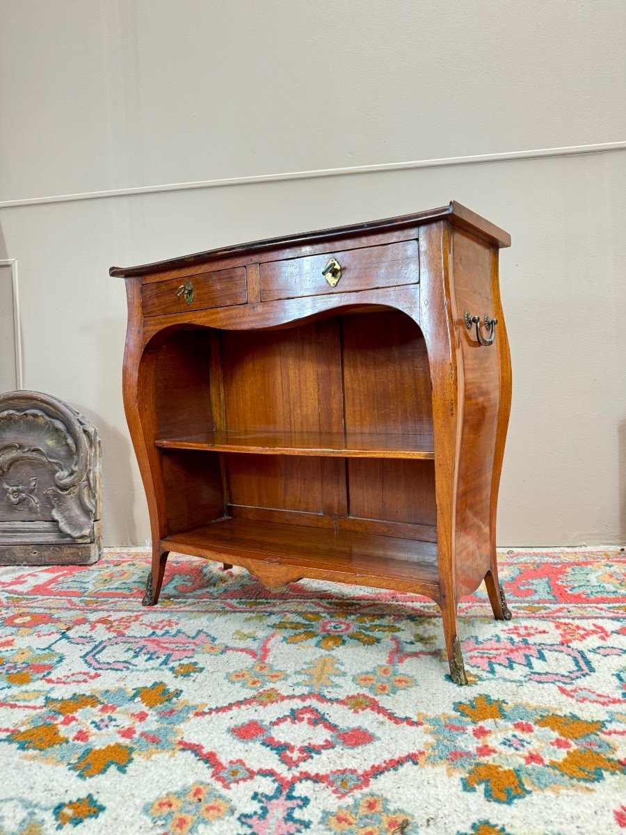 Louis XV Style Curved Console Table In Mahogany, 19th Century -photo-3