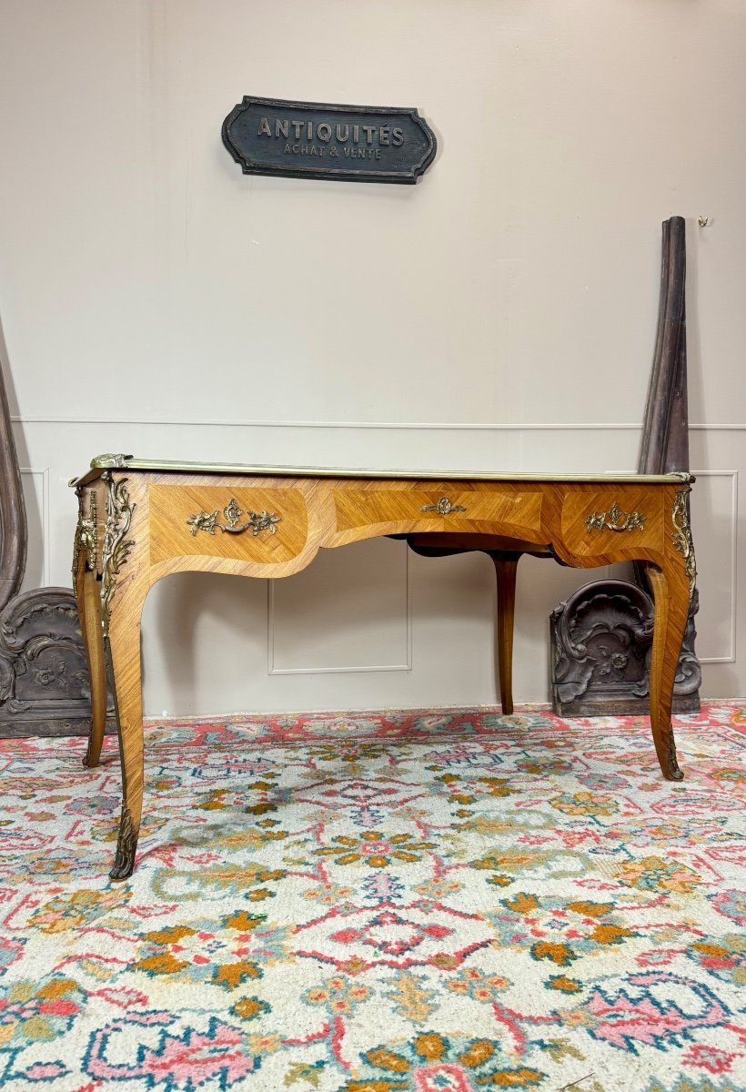 Bureau Plat En Marqueterie De Style Louis XV -photo-7