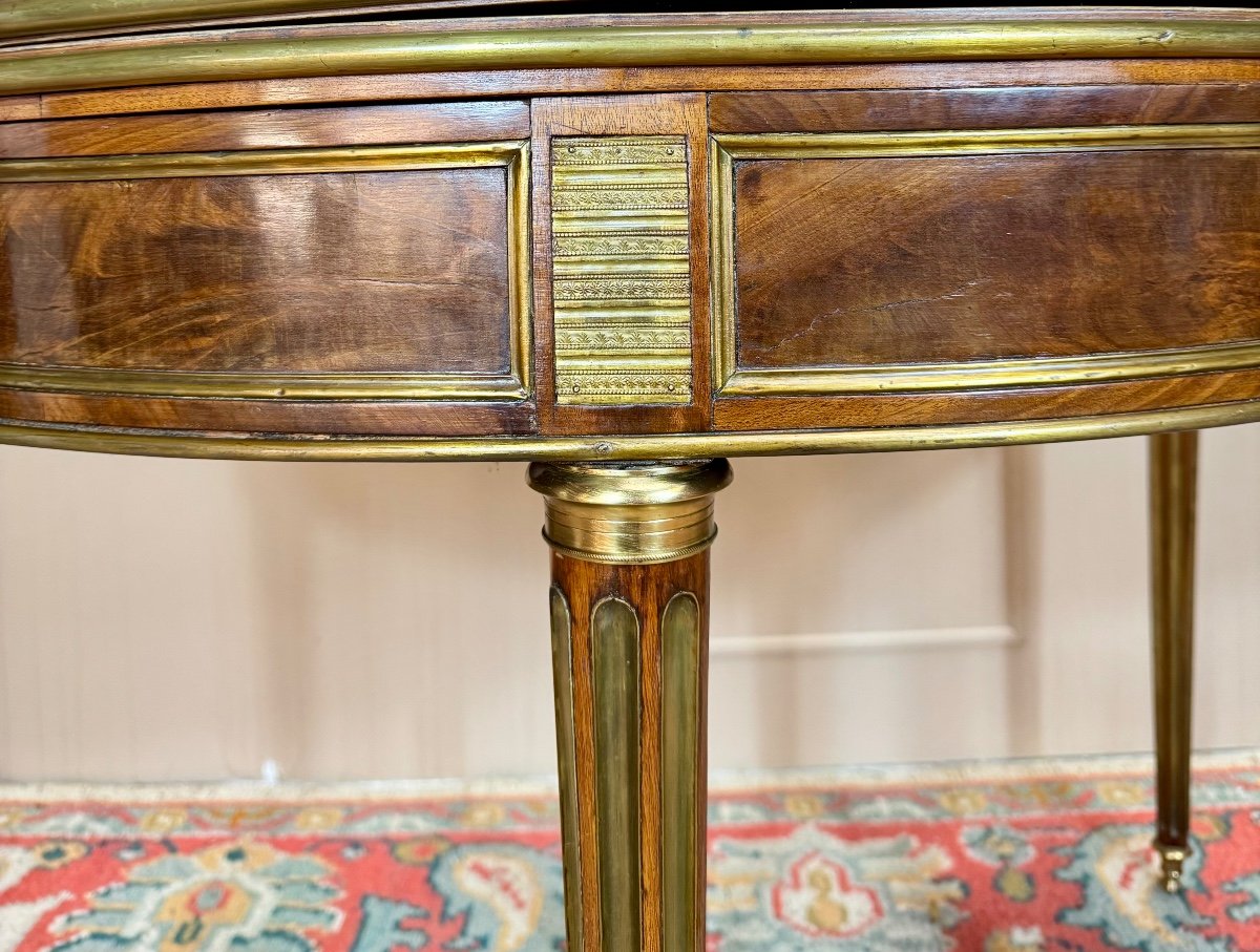 Molitor Bernard Table Demi Lune En Acajou D’époque Louis XVI Estampillée XVIII Eme Siècle -photo-2
