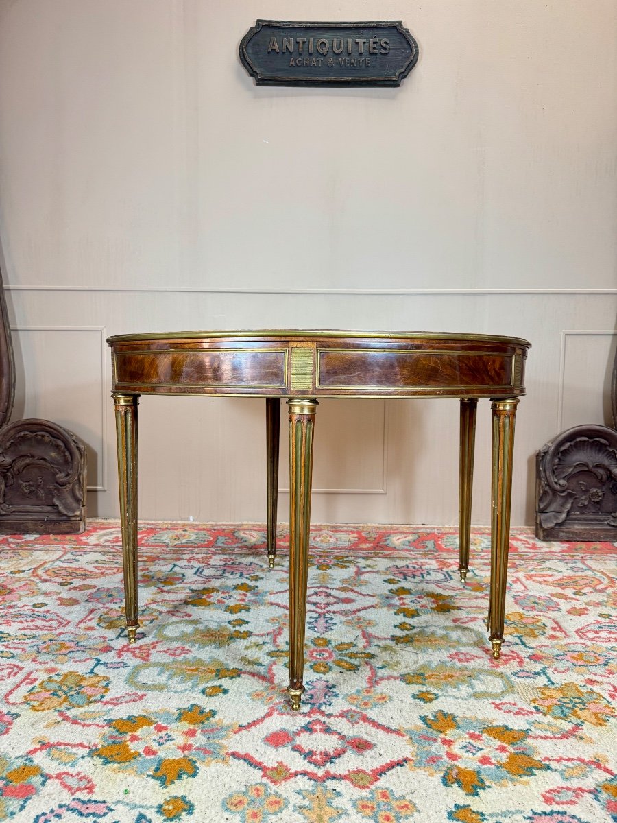 Molitor Bernard Table Demi Lune En Acajou D’époque Louis XVI Estampillée XVIII Eme Siècle -photo-5