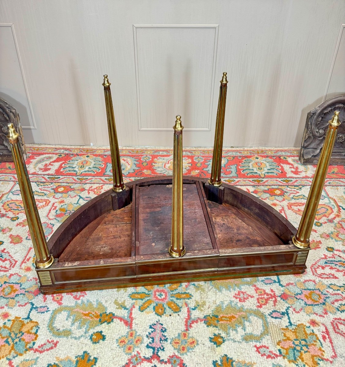 Molitor Bernard Table Demi Lune En Acajou D’époque Louis XVI Estampillée XVIII Eme Siècle -photo-7