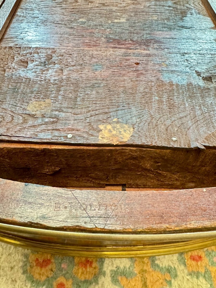 Molitor Bernard Table Demi Lune En Acajou D’époque Louis XVI Estampillée XVIII Eme Siècle -photo-8
