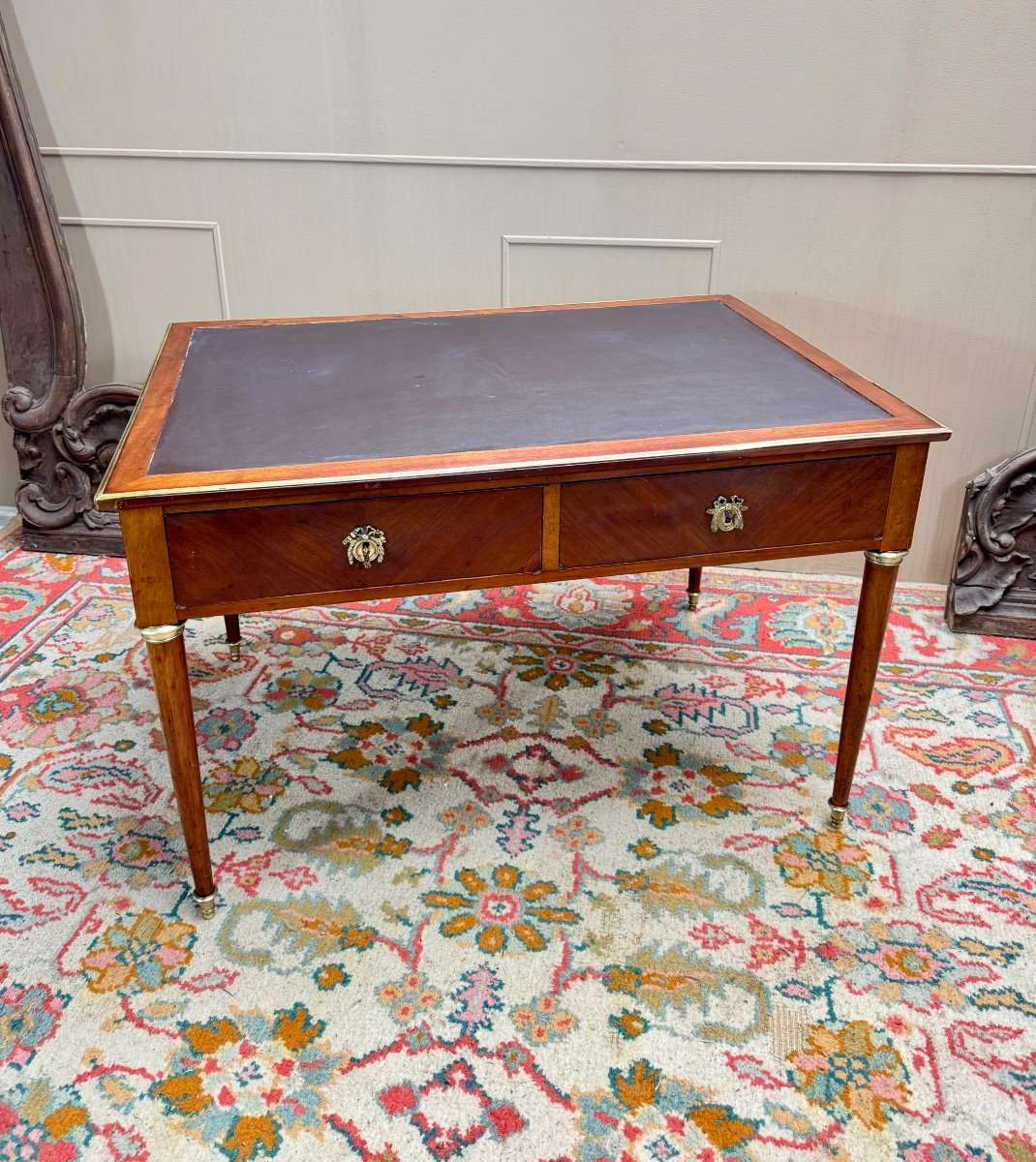 Bureau Plat Double Faces En Acajou De Style Louis XVI XIX Eme Siècle -photo-2