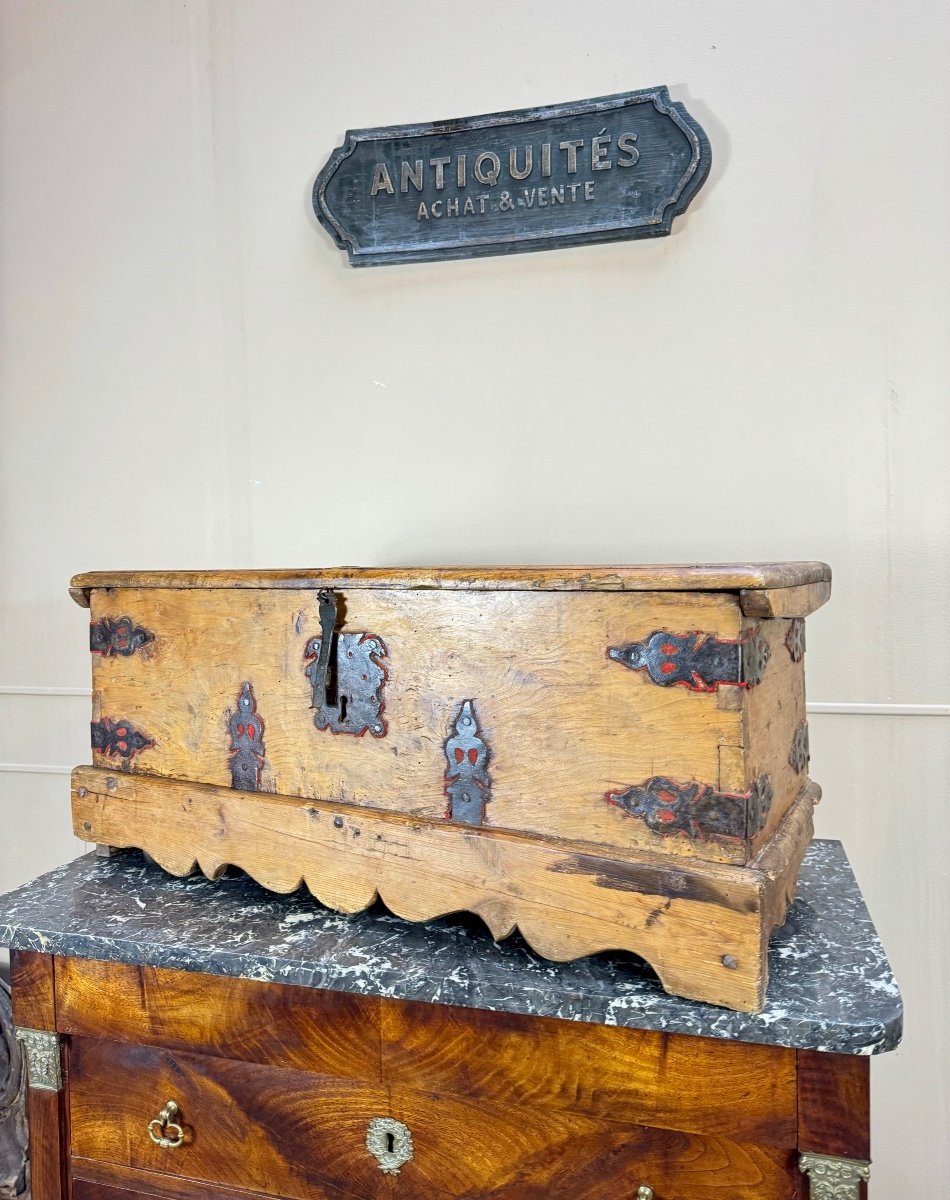 Coffre En Bois Naturel  D’époque Louis XIV XVII Eme Siècle -photo-3