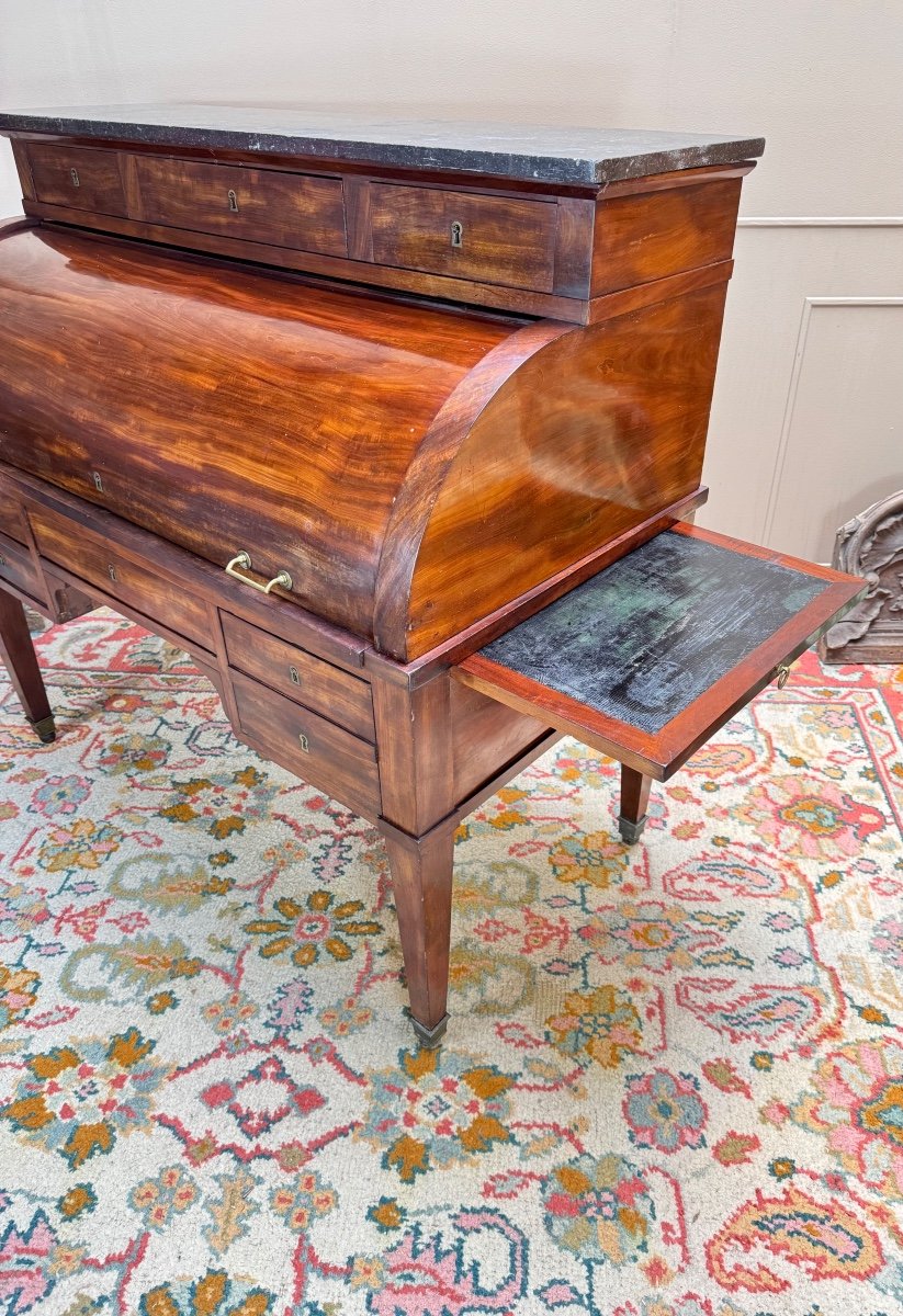 Bureau à Cylindre En Acajou D’époque Directoire Fin Du XVIII Eme Siècle -photo-1