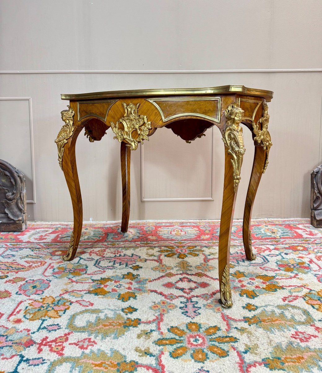 Table De Milieu En Marqueterie De Style Louis XV-photo-2