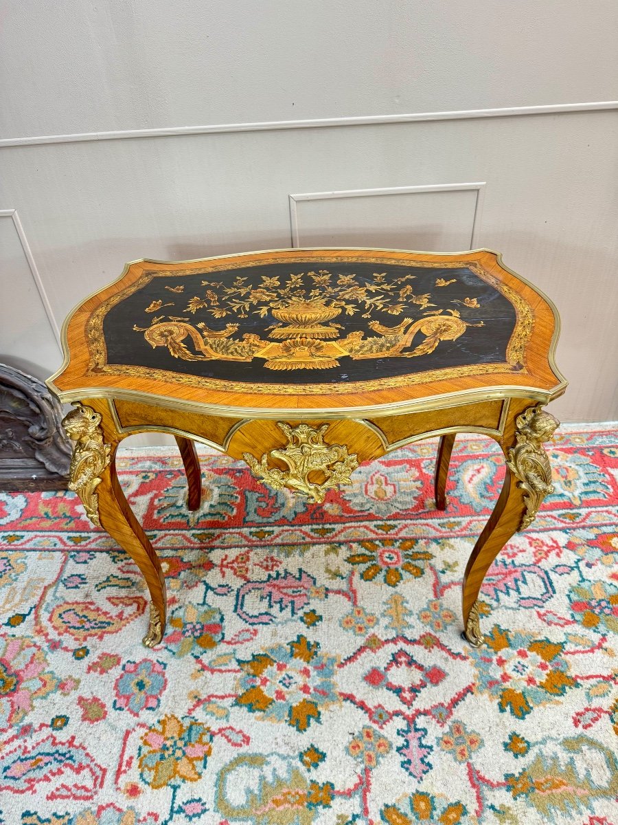 Table De Milieu En Marqueterie De Style Louis XV-photo-5